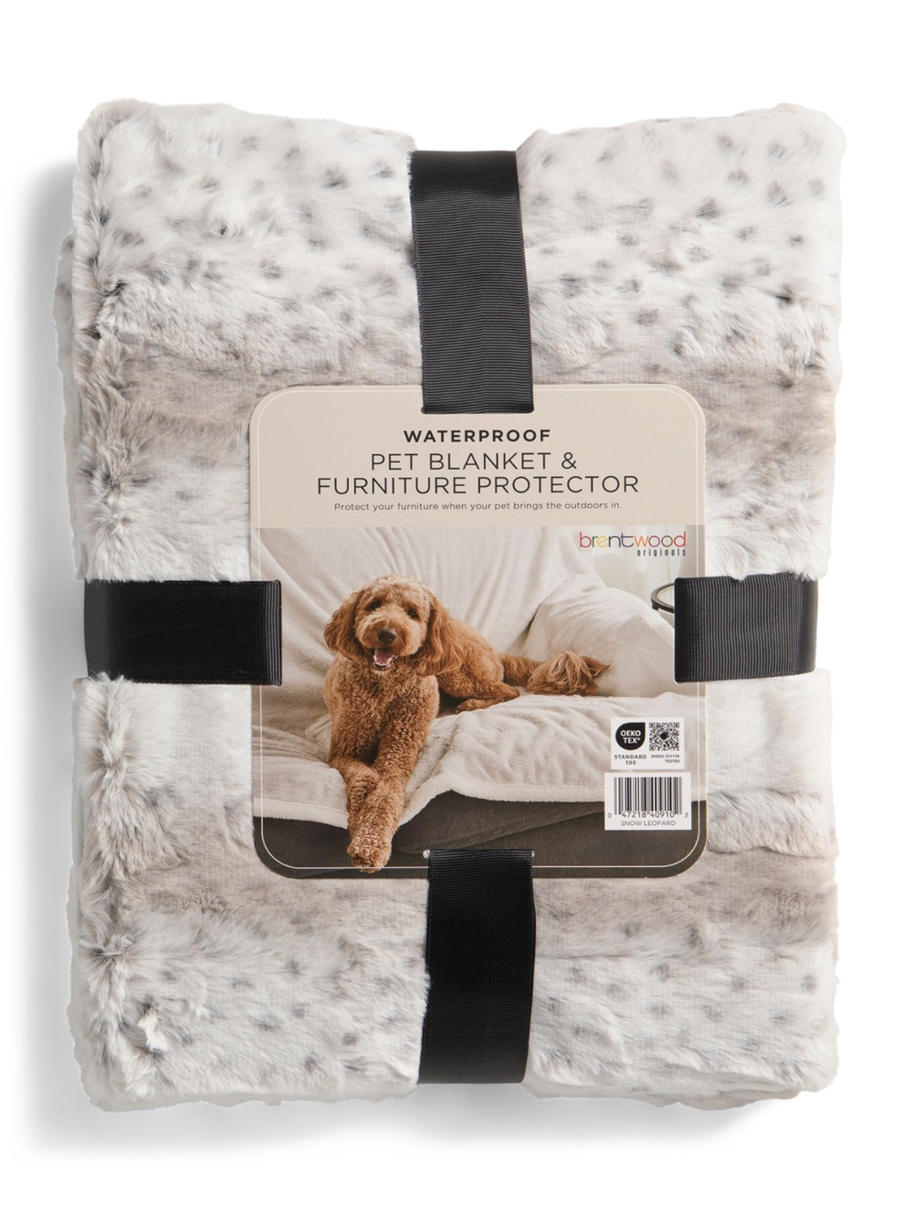 Brentwood Waterproof Faux Fur Pet Blanket - Snow Leopard